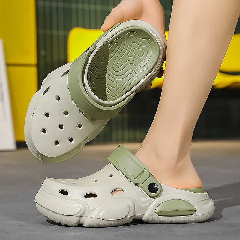 Summer Men's Thick-Soled Non-Slip Breathable Toe-Cap Sandals Casual Beach Slippers