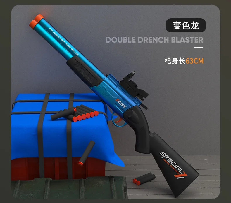 S686 Double-Barrel Airsoft Launcher – Dual Soft-Bullet Toy Rifle