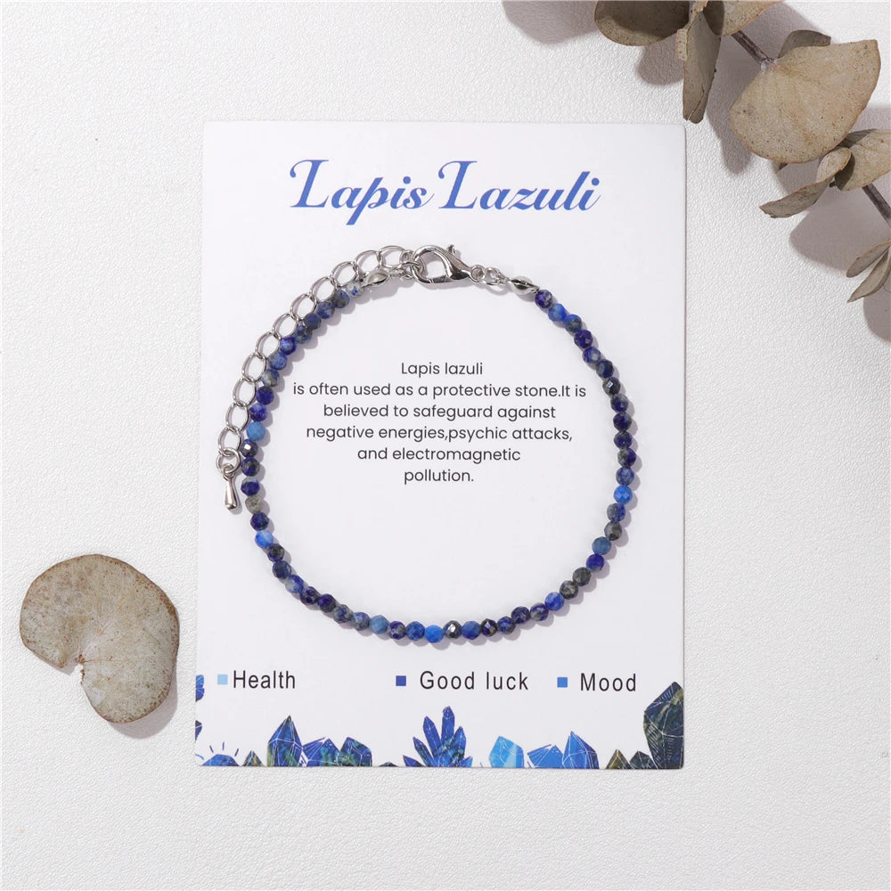 3mm Natural Faceted Stone Bracelet – Amethyst & Quartz Reiki Jewelry