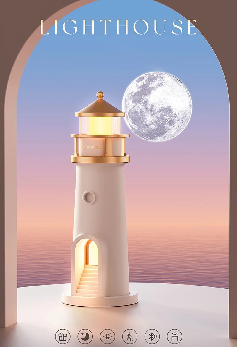 Moon Lamp Projection Lighthouse – Bluetooth Night Light with Remote