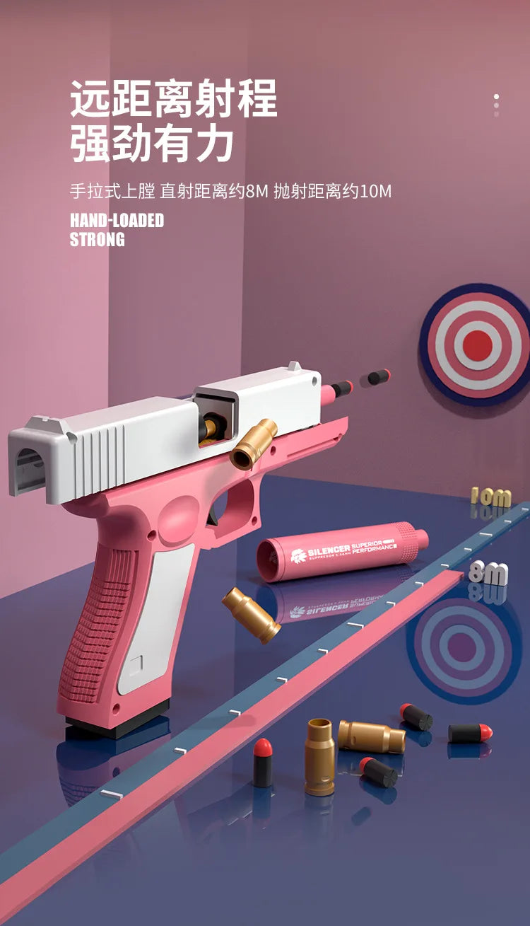 Soft Bullet Toy Gun for 6+ Kids Outdoor Combat Weapon Eat Chicken Toys with Silencer Foam Ejection Toy Gun Toy For Boys Girls