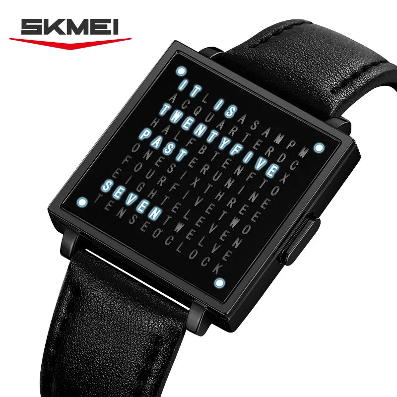 SKMEI 2388 Fashion Electronic Watch Luxury Led Light Digital Wristwatch For Man Date Display Life Waterproof Leather Strap Clock