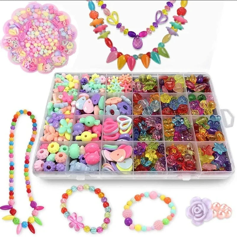 DIY Beaded Jewelry Set – 24 Grid Spacer Beads Kit for Girls
